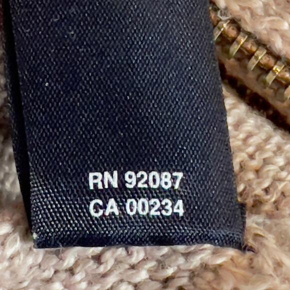 Blue Saks Fifth Ave Tunic Sweater Full Zip High Neck Collar Woman's XS Tan - Picture 13 of 15